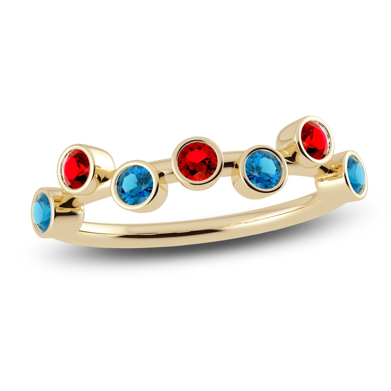 Main Image 1 of Juliette Maison Natural Blue Zircon & Natural Ruby Ring 10K Yellow Gold