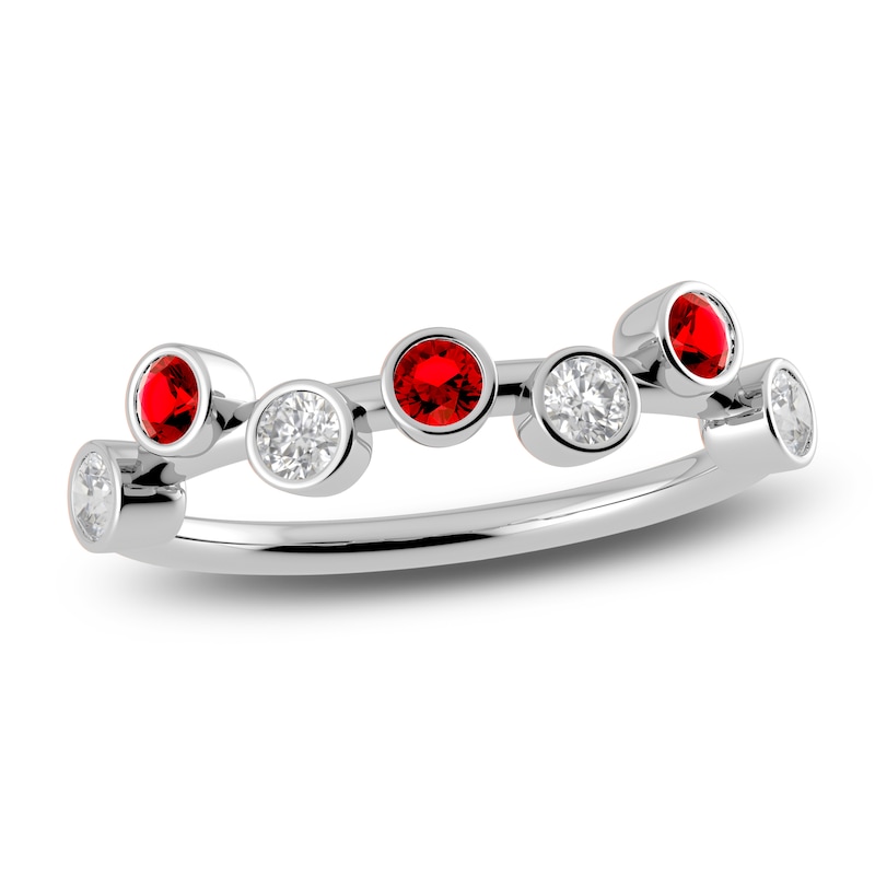 Main Image 1 of Juliette Maison Natural White Sapphire & Natural Ruby Ring 10K White Gold