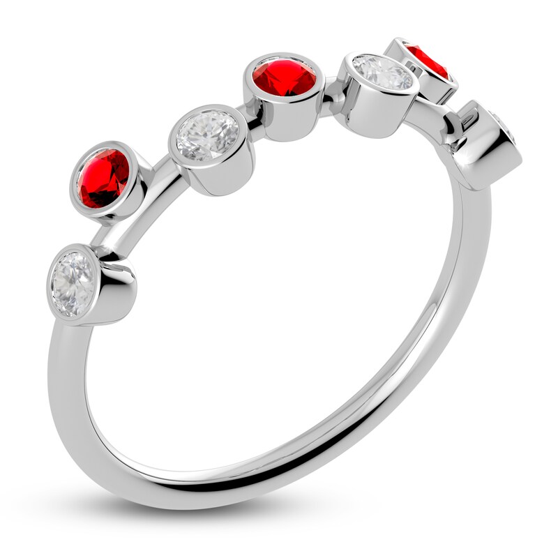 Main Image 2 of Juliette Maison Natural White Sapphire & Natural Ruby Ring 10K White Gold
