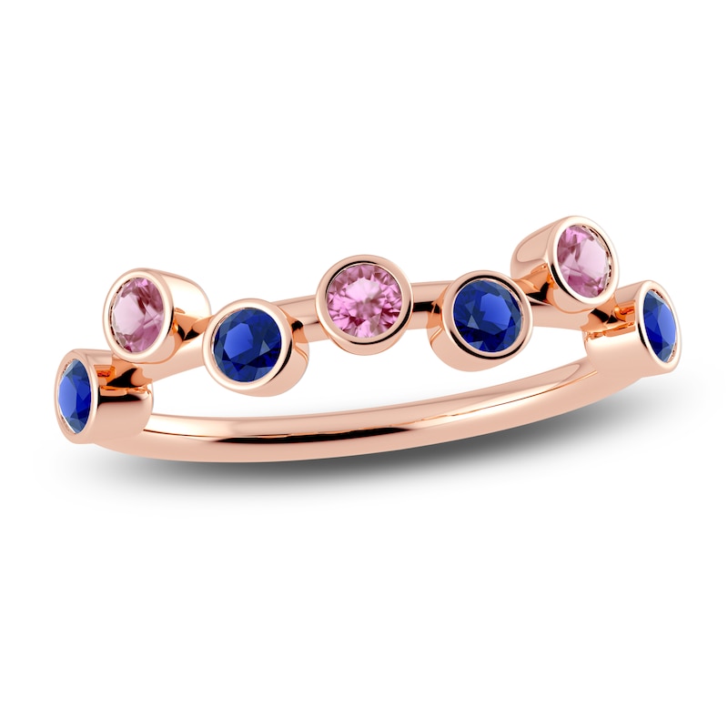 Main Image 1 of Juliette Maison Natural Blue Sapphire & Natural Pink Tourmaline Ring 10K Rose Gold