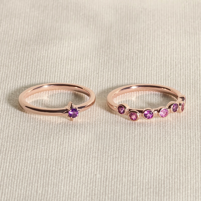 Main Image 4 of Juliette Maison Natural Blue Sapphire & Natural Pink Tourmaline Ring 10K Rose Gold