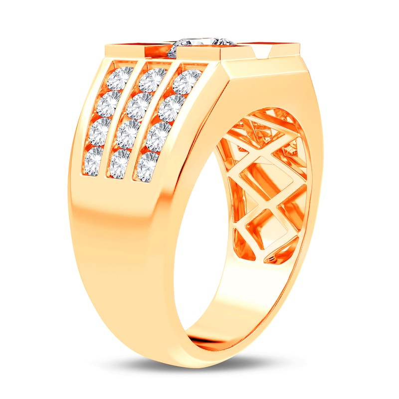 Main Image 2 of Men's Lab-Created Diamond Ring 2 ct tw Round 14K Yellow Gold