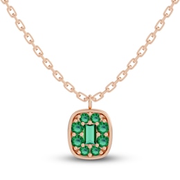 Juliette Maison Natural Emerald Pendant Necklace 10K Rose Gold