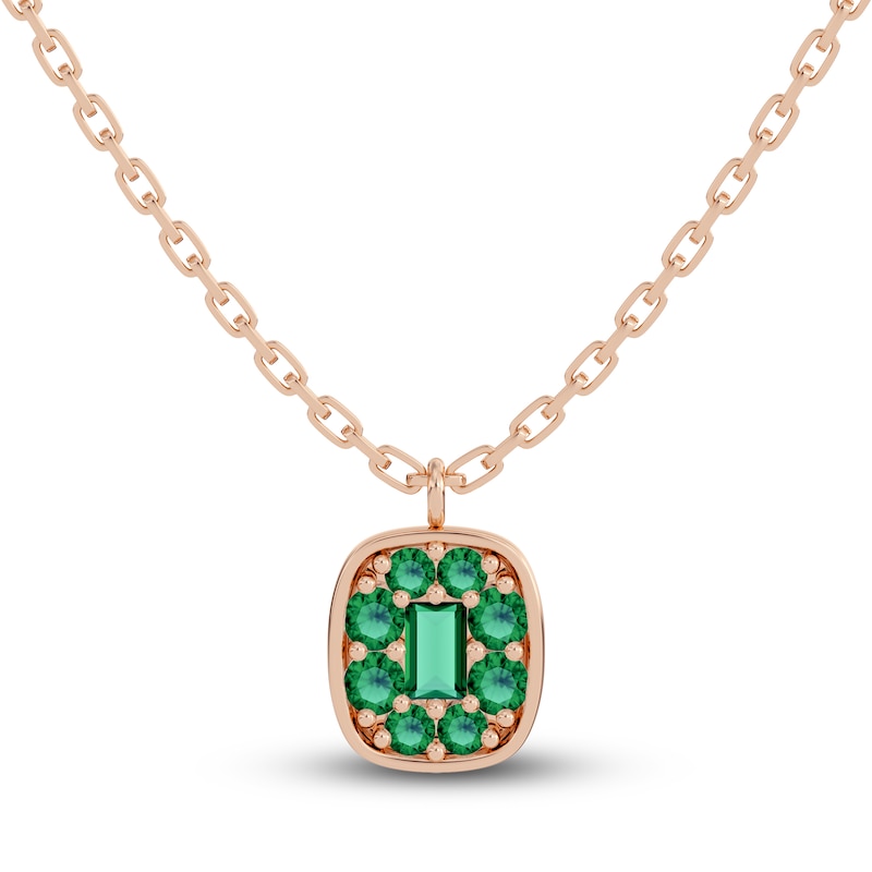 Main Image 1 of Juliette Maison Natural Emerald Pendant Necklace 10K Rose Gold