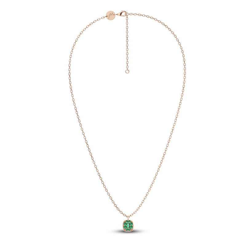 Main Image 2 of Juliette Maison Natural Emerald Pendant Necklace 10K Rose Gold