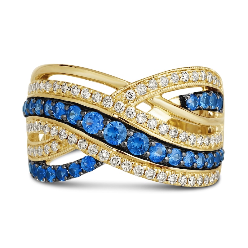 Main Image 2 of Le Vian Natural Blue Sapphire Ring 1/2 ct tw Round 14K Honey Gold