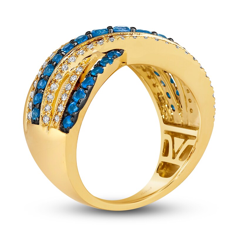 Main Image 3 of Le Vian Natural Blue Sapphire Ring 1/2 ct tw Round 14K Honey Gold