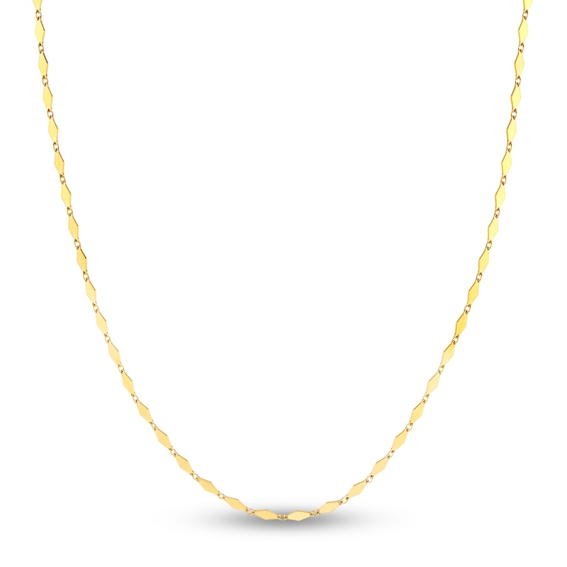 Solid Mirror Link Chain Necklace 14K Yellow Gold 20"