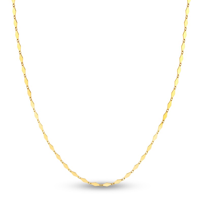 Main Image 1 of Solid Mirror Link Chain Necklace 14K Yellow Gold 20&quot;