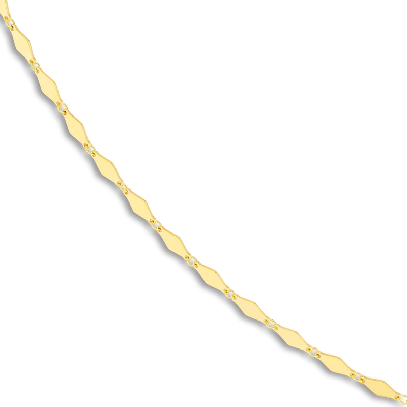 Solid Mirror Link Chain Necklace 14K Yellow Gold 20"