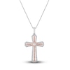 Thumbnail Image 1 of Diamond Cross Pendant Necklace 3/8 ct tw Round 14K Two-Tone Gold 18"