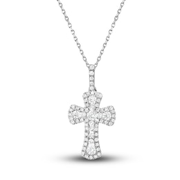 Diamond Cross Pendant Necklace 3/8 ct tw Round 10K White Gold 18"