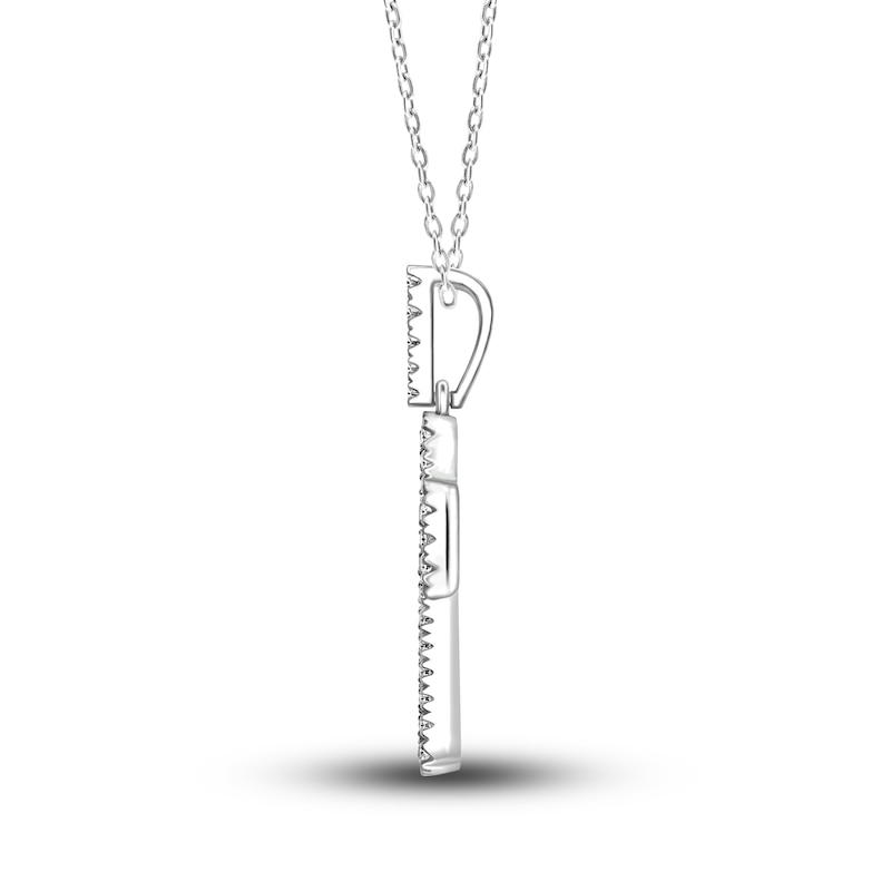 Main Image 2 of Diamond Cross Pendant Necklace 3/8 ct tw Round 10K White Gold 18"