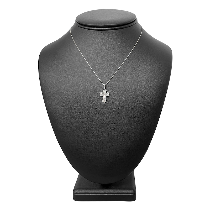 Main Image 4 of Diamond Cross Pendant Necklace 3/8 ct tw Round 10K White Gold 18"