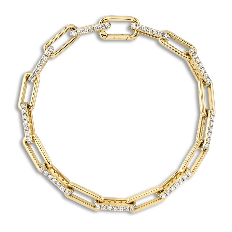 Shy Creation Diamond Paperclip Bracelet 2 ct tw Round 14K Yellow Gold 7" SC55021382V2