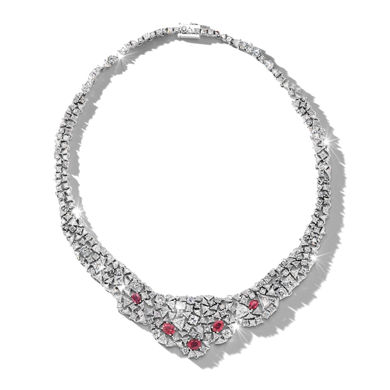 Main Image 1 of Jared Atelier Natural Ruby Necklace 54-3/8 ct tw Diamonds 14K White Gold 17"