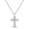 Thumbnail Image 1 of Shy Creation Diamond Cross Pendant Necklace 1/2 ct tw Round 14K White Gold 18" SC55021390
