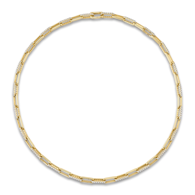 Main Image 1 of Shy Creation Diamond Paperclip Necklace 5-3/8 ct tw Round 14K Yellow Gold 18" SC55021878V2Z18