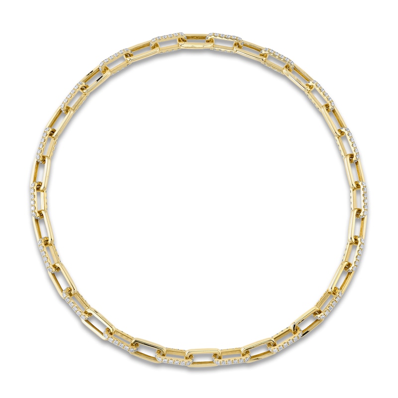 Main Image 1 of Shy Creation Diamond Paperclip Necklace 12-1/3 ct tw Round 14K Yellow Gold 18" SC55021878Z18