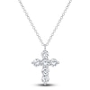 Thumbnail Image 1 of Shy Creation Diamond Cross Pendant Necklace 1 ct tw Round 14K White Gold 18" SC55021387