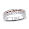 Thumbnail Image 1 of Pink & White Diamond Anniversary Band 1/3 ct tw Round 14K Two-Tone Gold