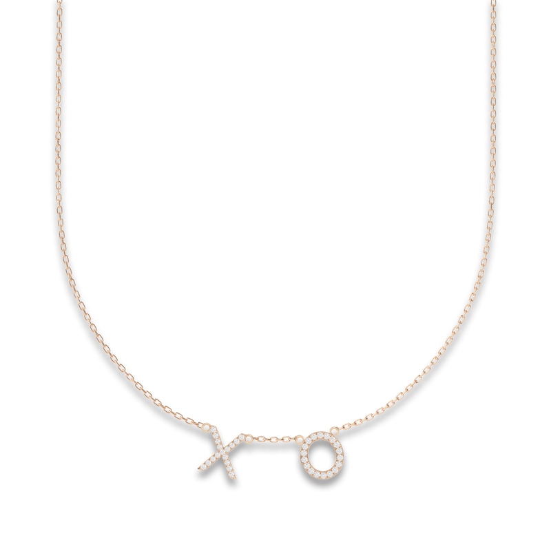 Main Image 1 of Juliette Maison Diamond Station Name Necklace 1/4 ct tw Round 10K Rose Gold