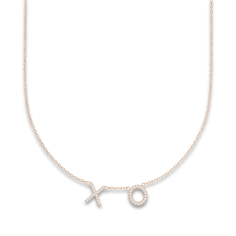 Juliette Maison Diamond Station Name Necklace 1/4 ct tw Round 10K Rose Gold