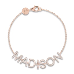 Juliette Maison Diamond Station Name Bracelet 1 ct tw Round 10K Rose Gold