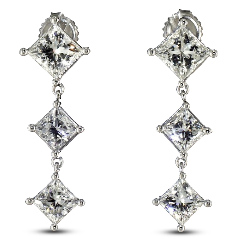 Main Image 1 of Jared Atelier Diamond Drop Earrings 6-1/5 ct tw Princess Platinum