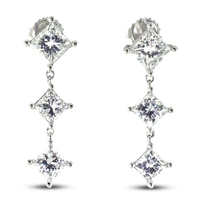 Main Image 1 of Jared Atelier Diamond Drop Earrings 6 ct tw Princess Platinum