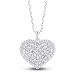 Shy Creation Diamond Heart Pendant Necklace 2-5/8 ct tw Round 14K White Gold 18" SC55023659
