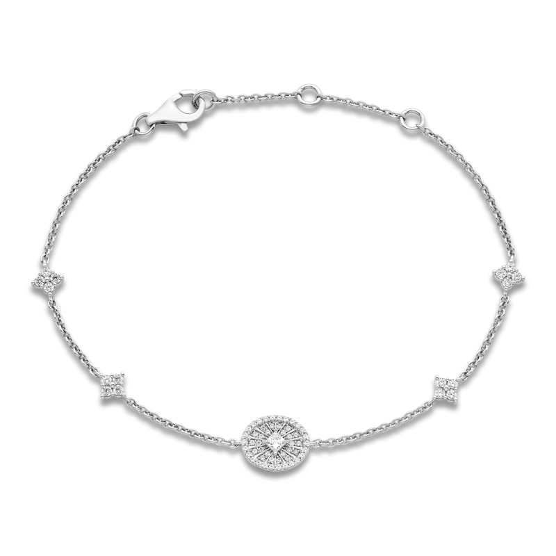 Main Image 1 of Diamond Station Bracelet 3/8 ct tw Round 10K White Gold 7.5"