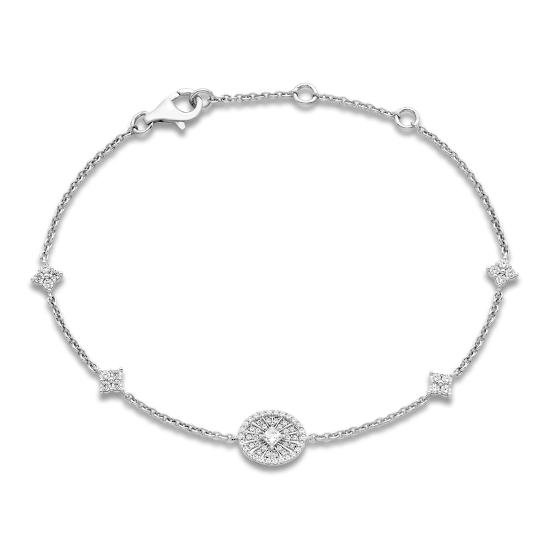 Diamond Station Bracelet 3/8 ct tw Round 10K White Gold 7.5"