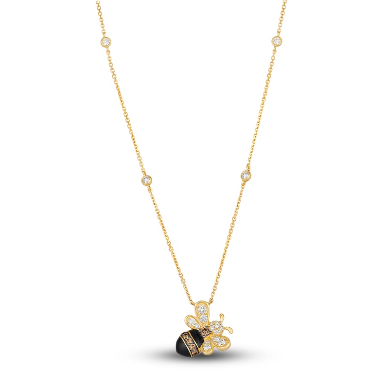 Main Image 1 of Le Vian Diamond Bumblebee Pendant Necklace 5/8 ct tw Round 14K Honey Gold 19"