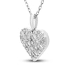 Thumbnail Image 2 of Diamond Heart Pendant Necklace 1/4 ct tw Baguette/Round 10K White Gold 18"