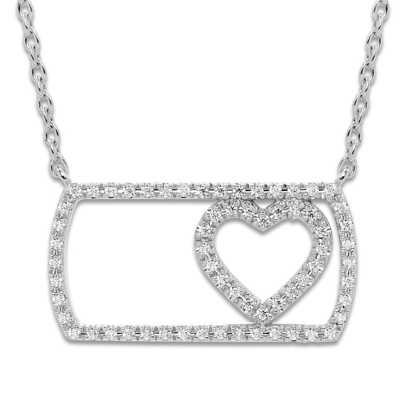 Diamond Heart Pendant Necklace 1/5 ct tw Round Sterling Silver 18"