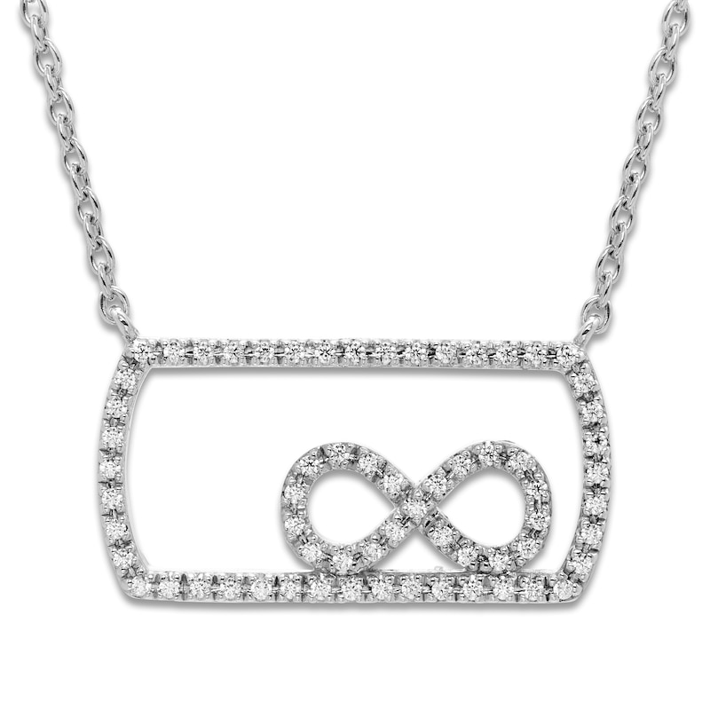 Main Image 1 of Diamond Infinity Necklace 1/5 ct tw Round Sterling Silver 18"
