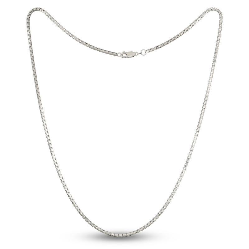 Solid Box Chain Necklace 14K White Gold 22" 2.35mm