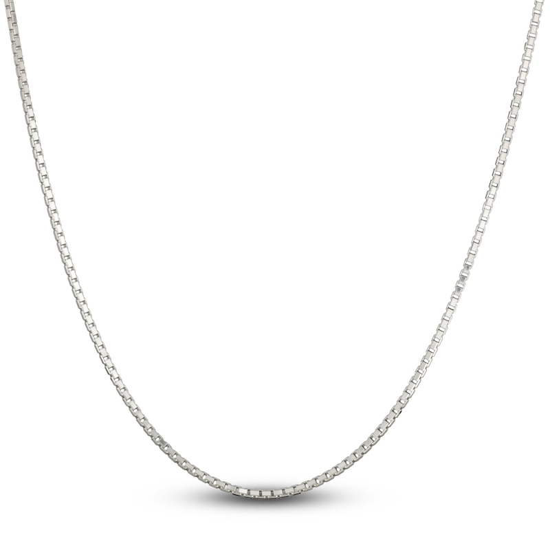 Solid Box Chain Necklace 14K White Gold 22" 2.35mm