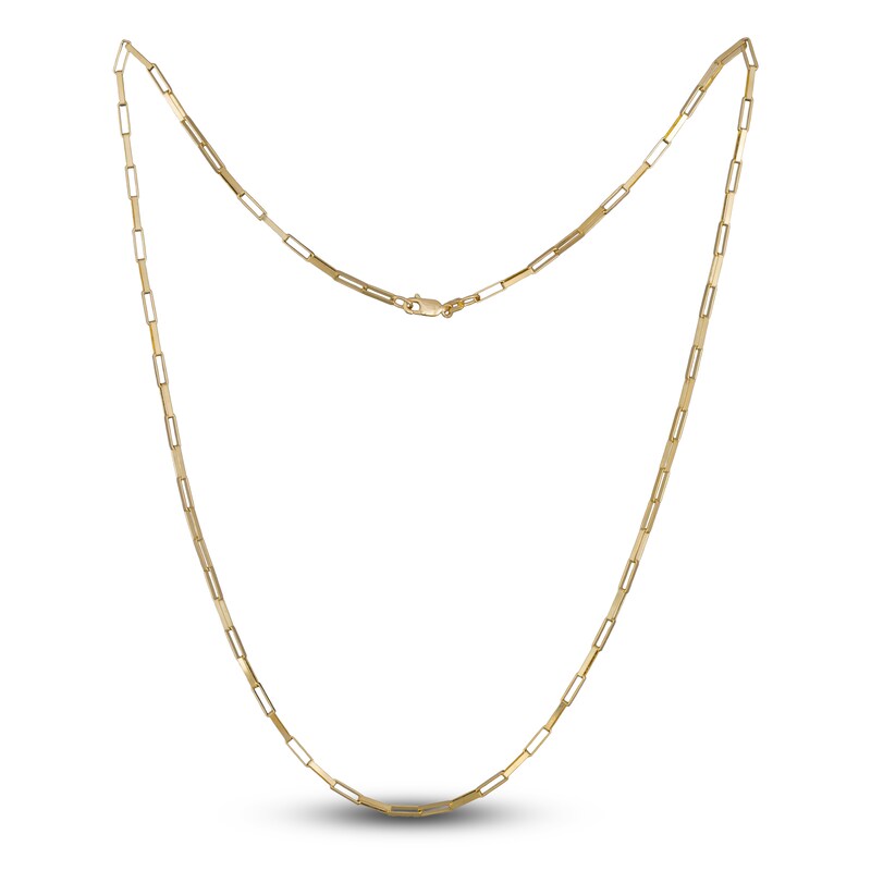 Solid Square Box Chain Necklace 14K Yellow Gold 24" 2.4mm