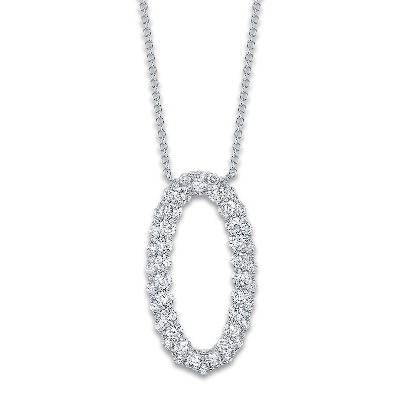 Main Image 1 of Shy Creation Diamond Oval Necklace 1-1/3 ct tw Round 14K White Gold 18" SC22005518