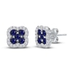 Thumbnail Image 0 of Kallati Round-Cut Natural Blue Sapphire Stud Earrings 1/4 ct tw Diamonds 14K White Gold