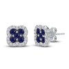 Thumbnail Image 1 of Kallati Round-Cut Natural Blue Sapphire Stud Earrings 1/4 ct tw Diamonds 14K White Gold