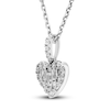 Thumbnail Image 2 of Diamond Heart Pendant Necklace 1/5 ct tw Round/Baguette Sterling Silver 18"