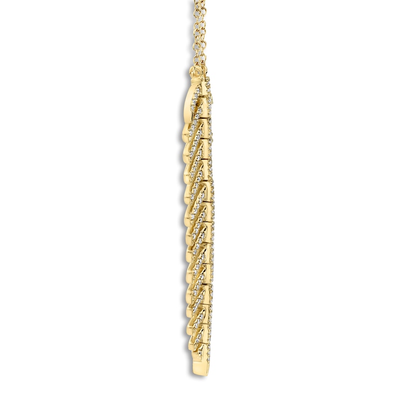 Main Image 2 of Shy Creation Diamond Feather Necklace 1/4 ct tw Round 14K Yellow Gold 18&quot; SC55006045