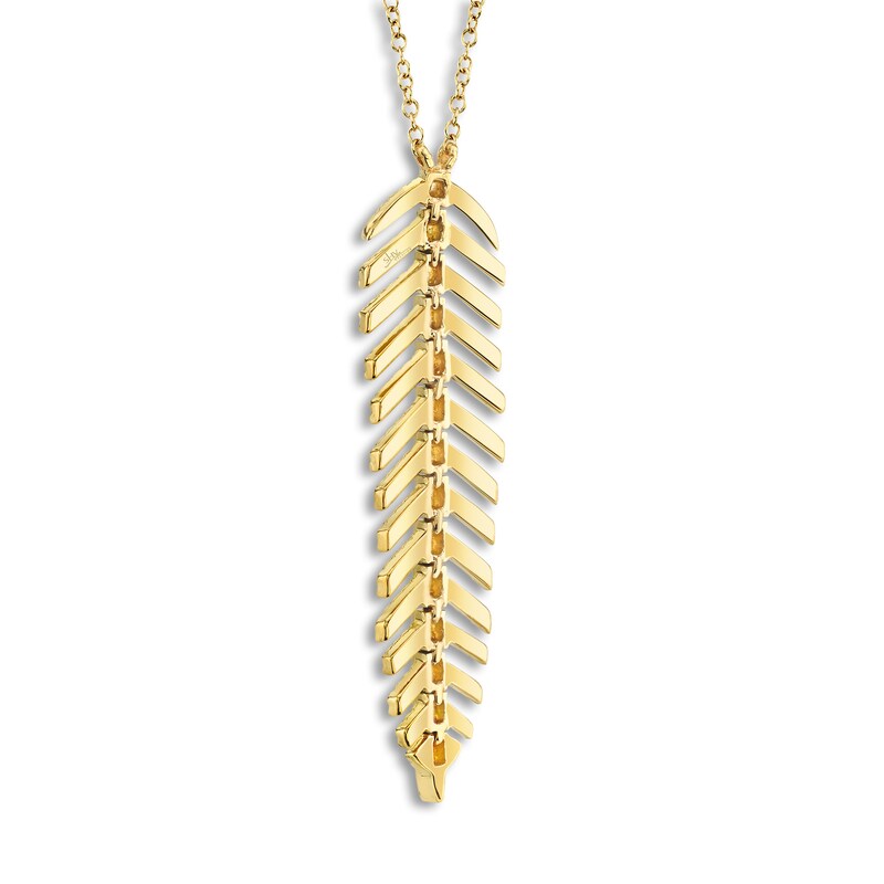 Main Image 3 of Shy Creation Diamond Feather Necklace 1/4 ct tw Round 14K Yellow Gold 18&quot; SC55006045