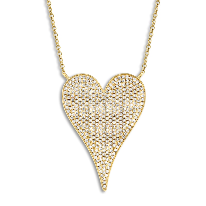 Shy Creation Diamond Heart Necklace 3/4 ct tw Round 14K Yellow Gold 18" SC55002485