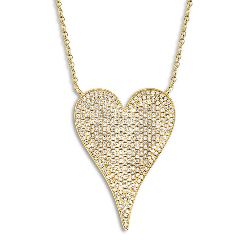 Main Image 1 of Shy Creation Diamond Heart Necklace 3/4 ct tw Round 14K Yellow Gold 18" SC55002485