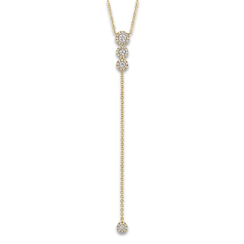 Main Image 1 of Shy Creation Diamond Lariat Necklace 1/4 ct tw Round 14K Yellow Gold 18" SC55002607