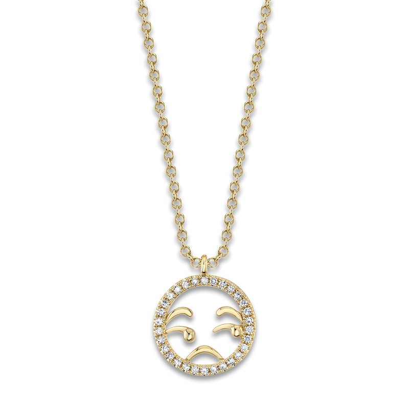 Main Image 1 of Shy Creation Diamond Emoji Necklace 1/15 ct tw Round 14K Yellow Gold 18" SC55023842